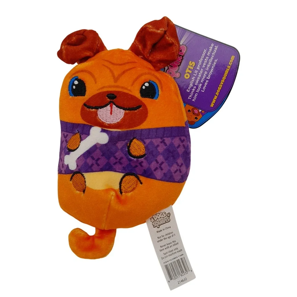 Dogs vs Squirls Otis Bean Bag Plush Series 1 Orange Dog Purple Vest V2000 NWT